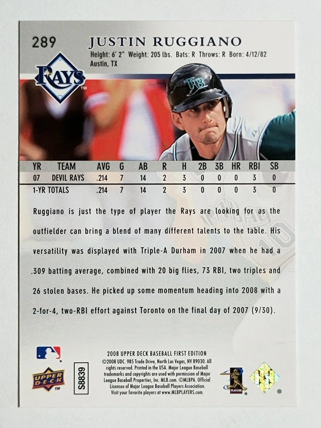 2008 Upper Deck First Edition #289 Justin Ruggiano RC