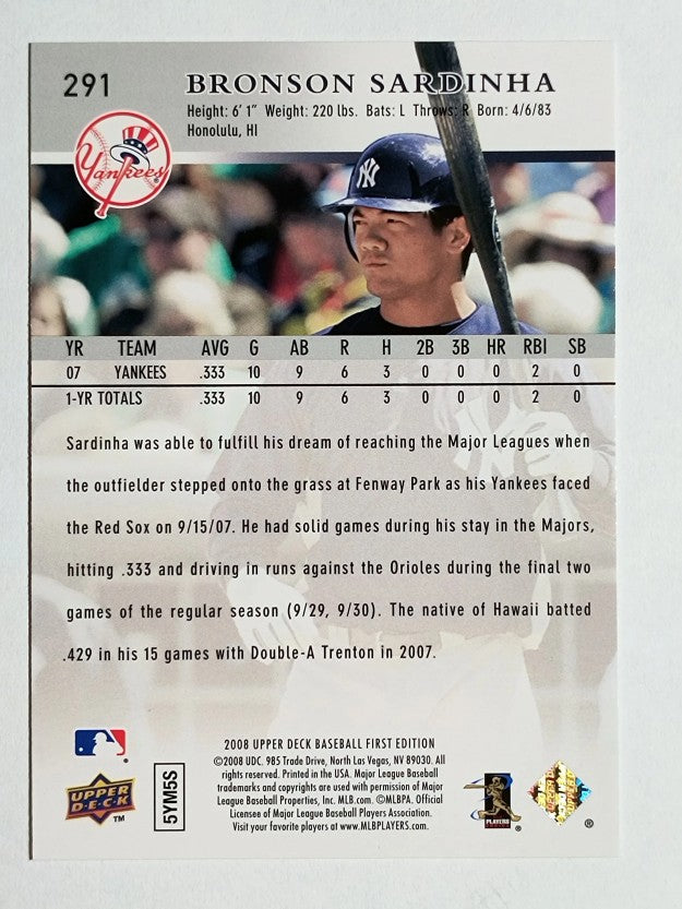 2008 Upper Deck First Edition #291 Bronson Sardinha