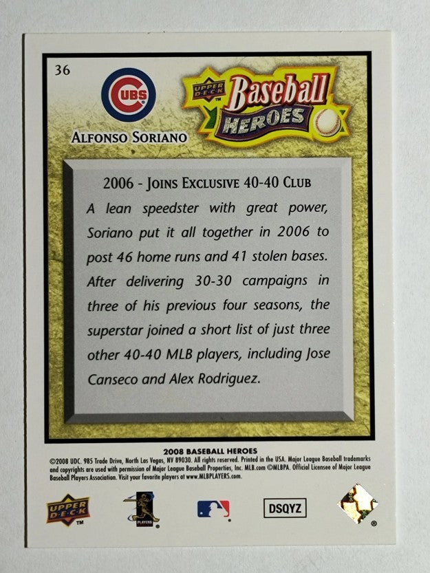 2008 Upper Deck Heroes #36 Alfonso Soriano