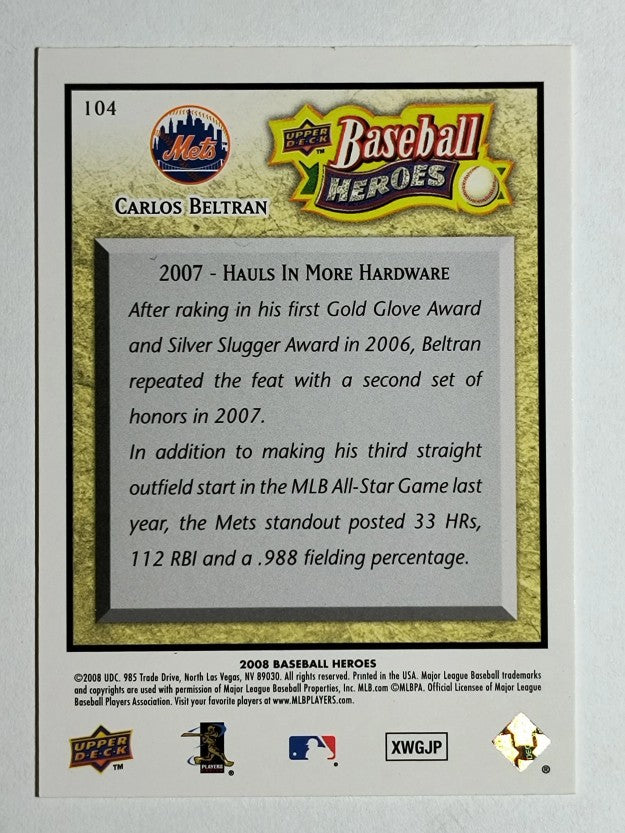 2008 Upper Deck Heroes #104 Carlos Beltran