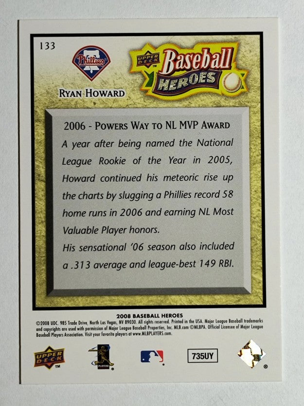 2008 Upper Deck Heroes #133 Ryan Howard