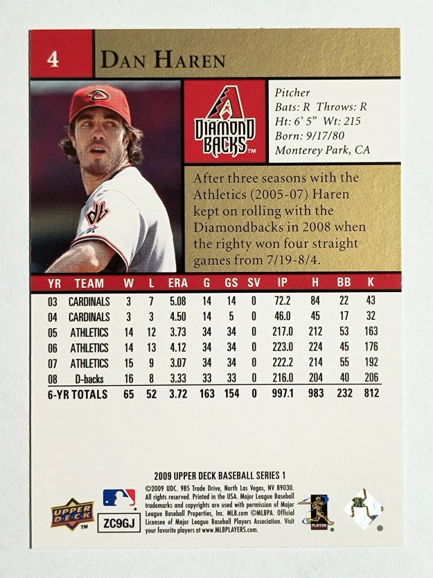 2009 Upper Deck #4 Dan Haren