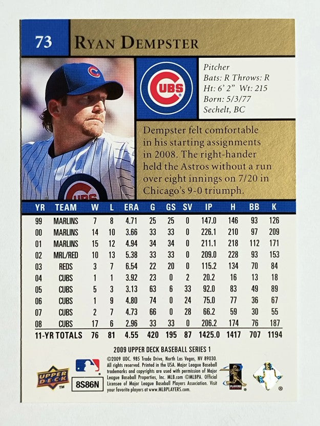 2009 Upper Deck #73 Ryan Dempster
