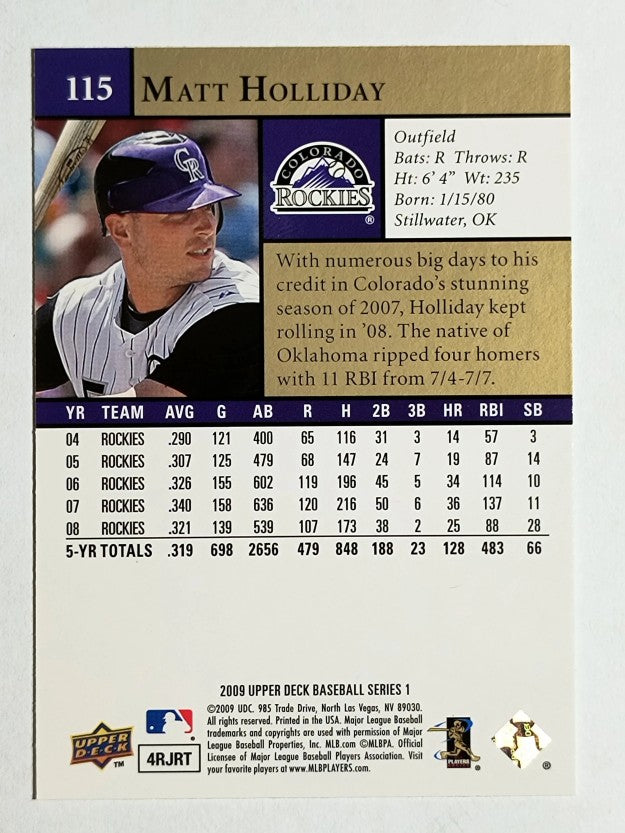 2009 Upper Deck #115 Matt Holliday