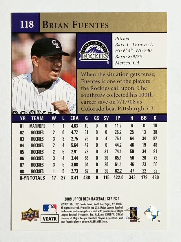 2009 Upper Deck #118 Brian Fuentes