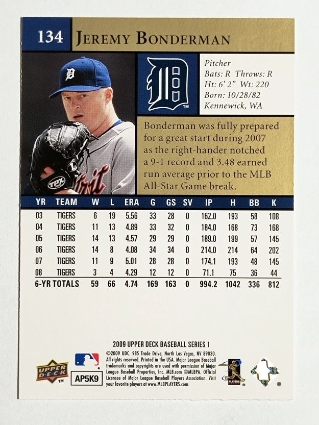2009 Upper Deck #134 Jeremy Bonderman