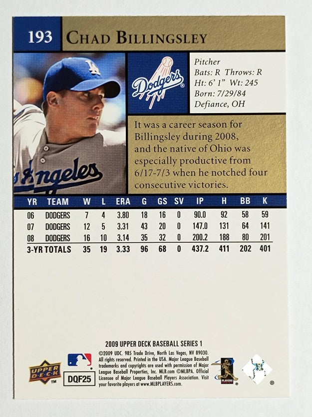 2009 Upper Deck #193 Chad Billingsley