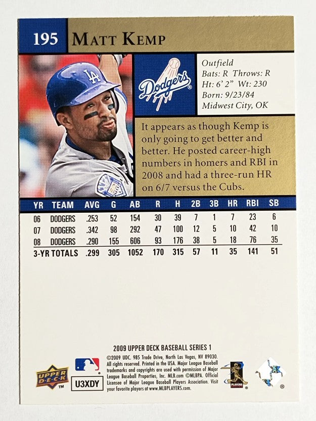 2009 Upper Deck #195 Matt Kemp