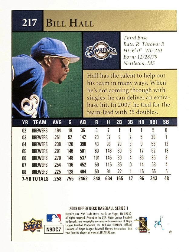 2009 Upper Deck #217 Bill Hall