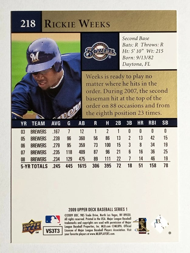 2009 Upper Deck #218 Rickie Weeks