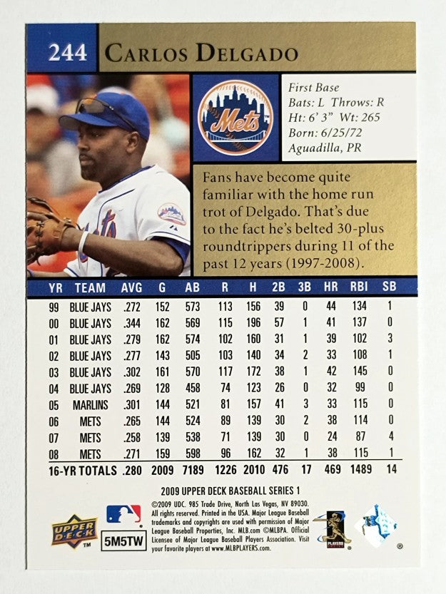 2009 Upper Deck #244 Carlos Delgado