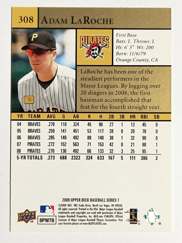 2009 Upper Deck #308 Adam LaRoche
