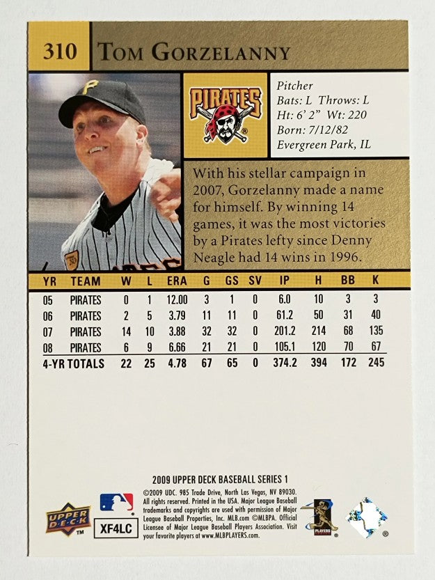 2009 Upper Deck #310 Tom Gorzelanny