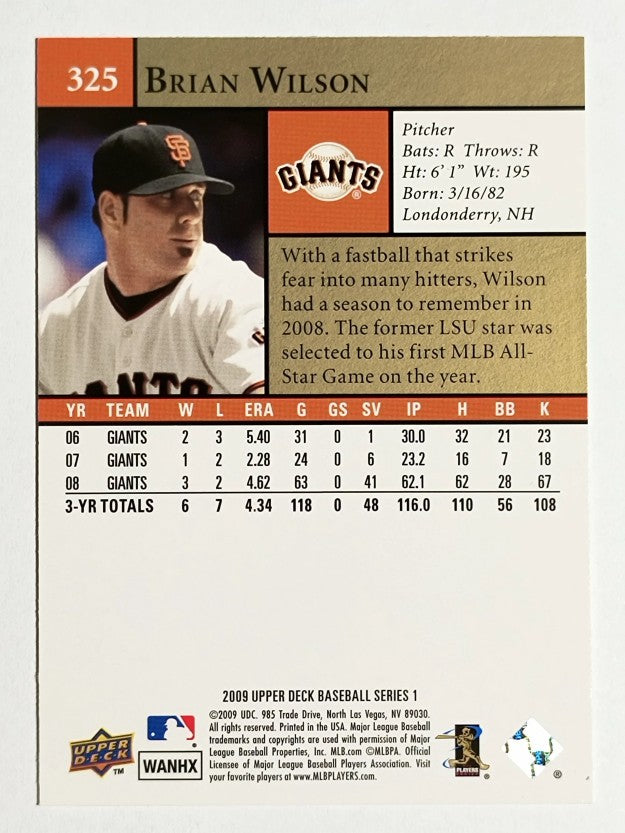 2009 Upper Deck #325 Brian Wilson