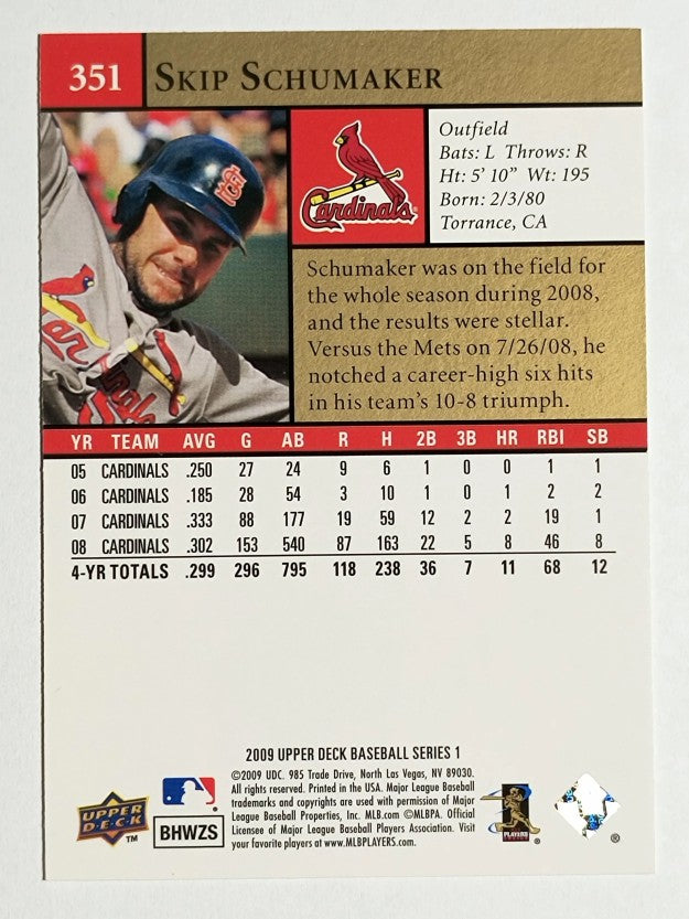 2009 Upper Deck #351 Skip Schumaker