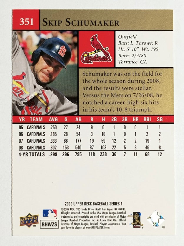 2009 Upper Deck #351 Skip Schumaker
