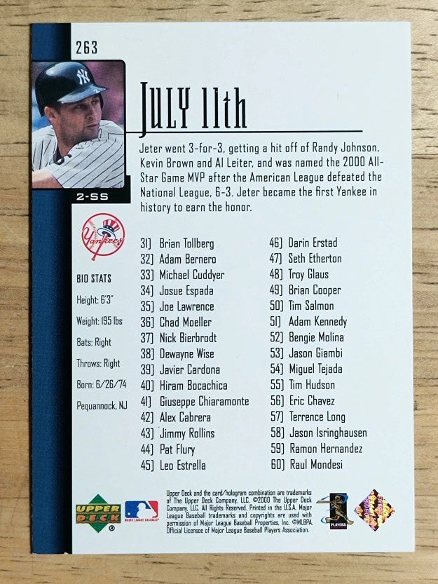 2001 Upper Deck #263 Derek Jeter SH