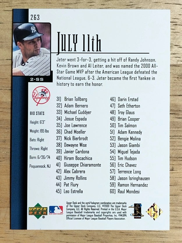 2001 Upper Deck #263 Derek Jeter SH