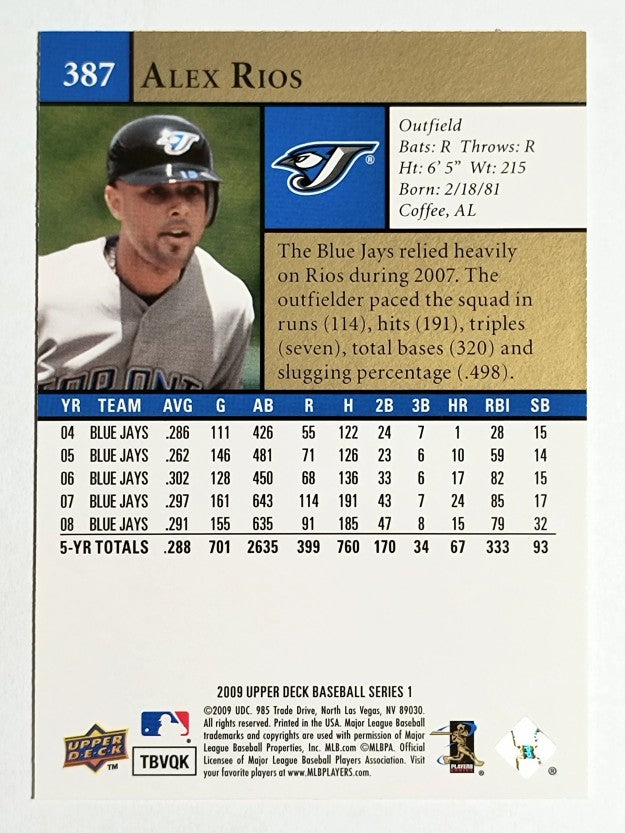 2009 Upper Deck #387 Alex Rios