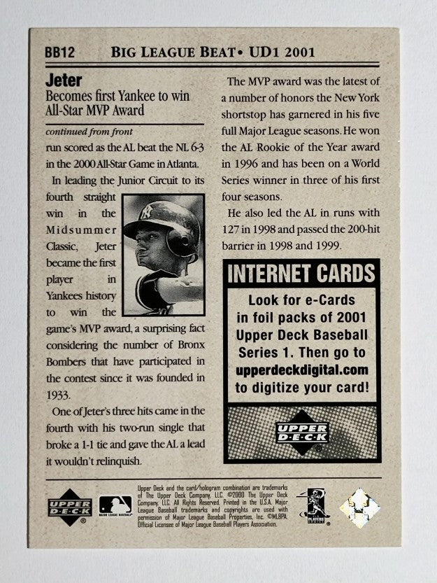 2001 Upper Deck Big League Beat #BB12 Derek Jeter