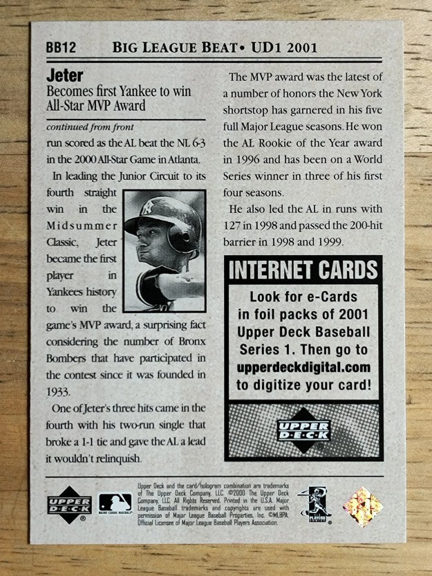 2001 Upper Deck Big League Beat #BB12 Derek Jeter