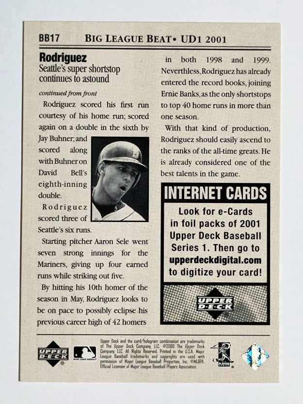 2001 Upper Deck Big League Beat #BB17 Alex Rodriguez