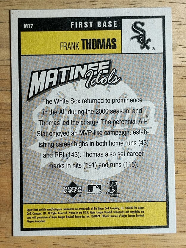 2001 Upper Deck Vintage Matinee Idols #M17 Frank Thomas