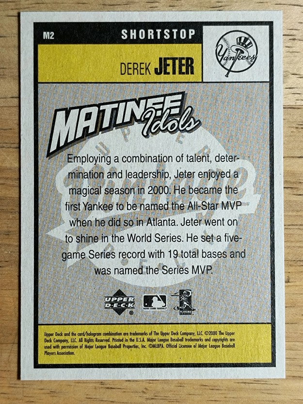 2001 Upper Deck Vintage Matinee Idols #M2 Derek Jeter