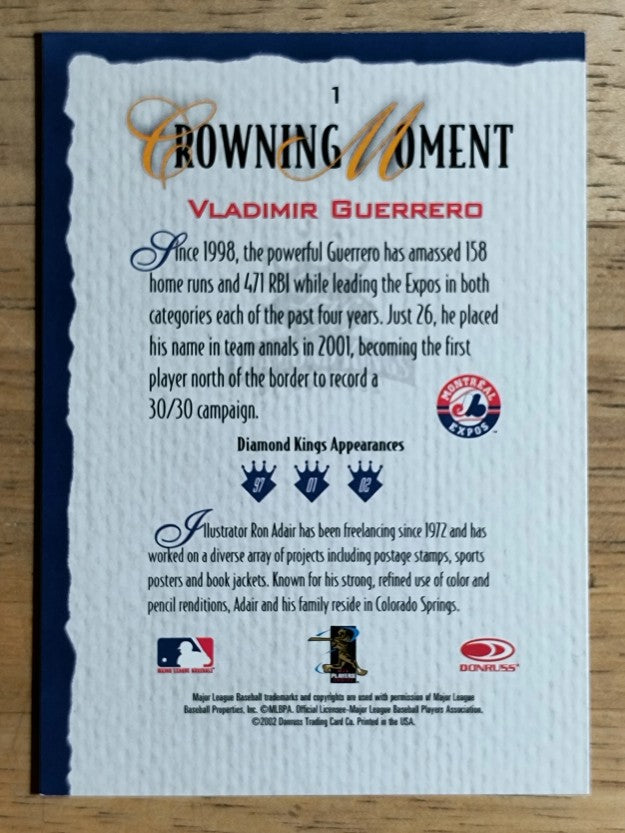 2002 Diamond Kings #1 Vladimir Guerrero