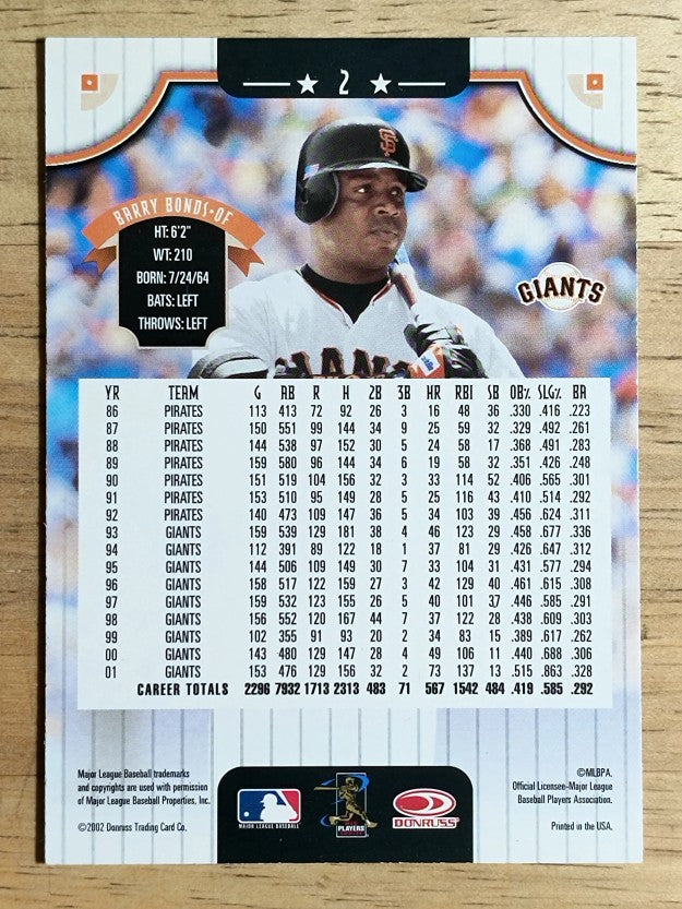 2002 Donruss #2 Barry Bonds