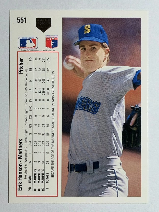 1991 Upper Deck #551 Erik Hanson