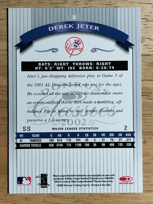 2002 Donruss Classics #5 Derek Jeter