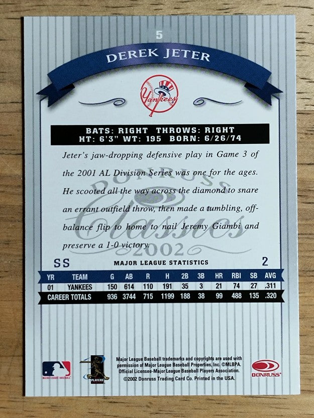 2002 Donruss Classics #5 Derek Jeter