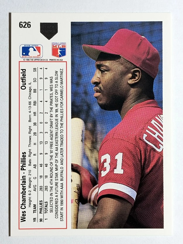 1991 Upper Deck #626 Wes Chamberlain RC