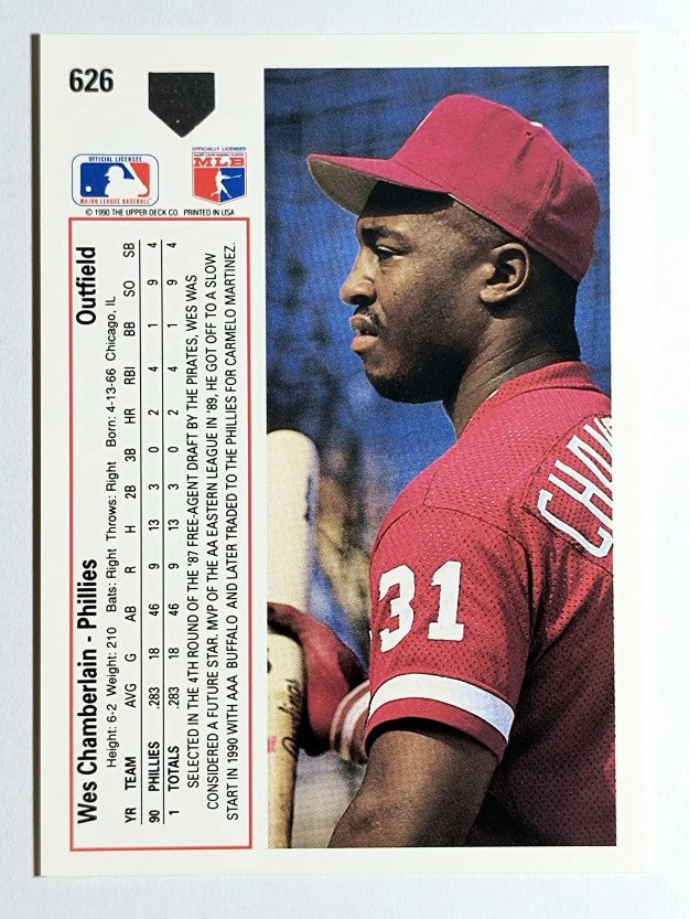 1991 Upper Deck #626 Wes Chamberlain RC