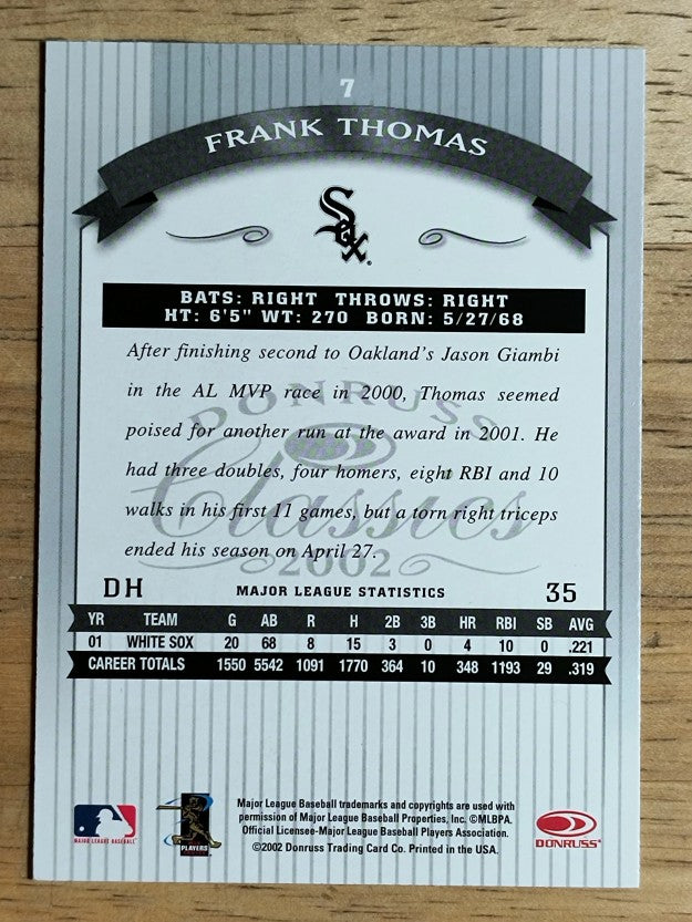 2002 Donruss Classics #7 Frank Thomas