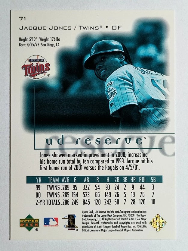 2001 UD Reserve #71 Jacque Jones