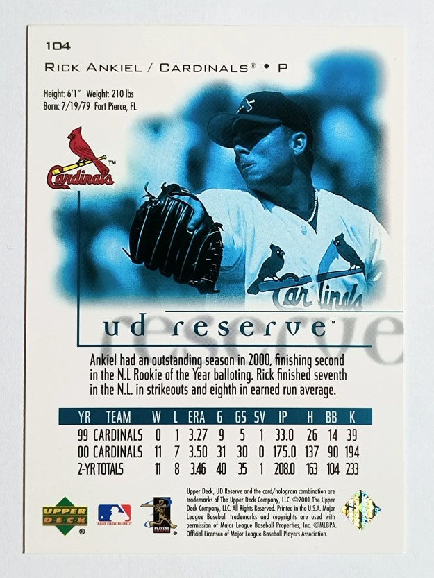 2001 UD Reserve #104 Rick Ankiel