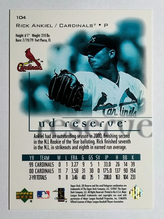 2001 UD Reserve #104 Rick Ankiel