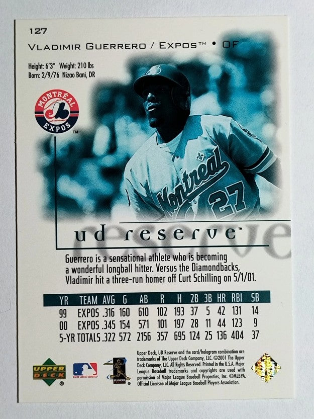 2001 UD Reserve #127 Vladimir Guerrero