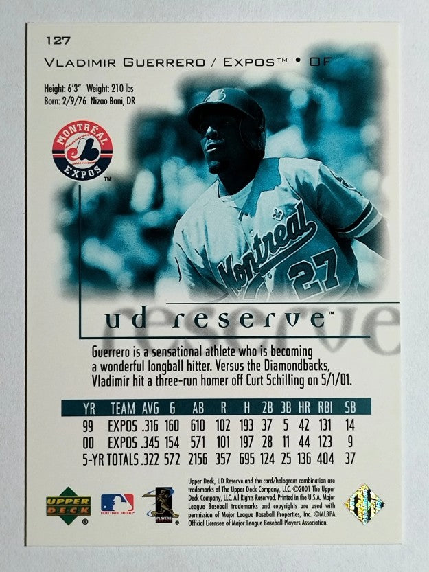 2001 UD Reserve #127 Vladimir Guerrero