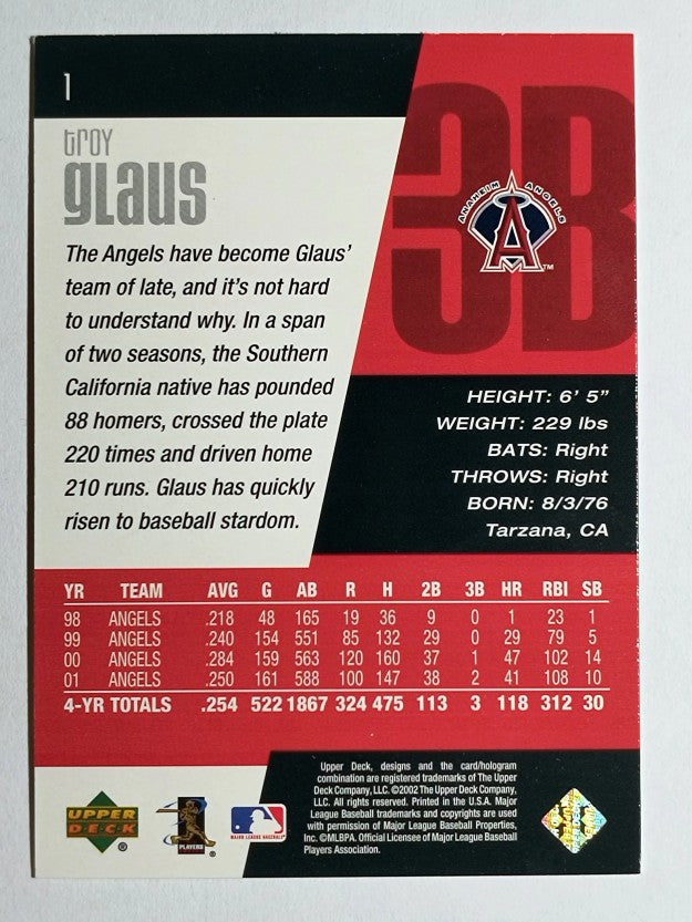 2002 Upper Deck Diamond Connection #1 Troy Glaus