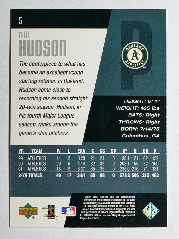 2002 Upper Deck Diamond Connection #5 Tim Hudson