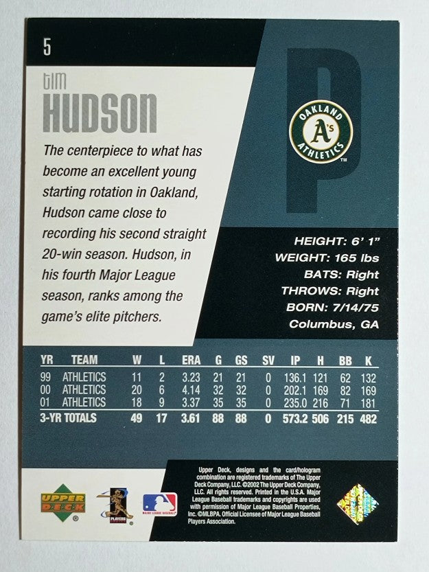 2002 Upper Deck Diamond Connection #5 Tim Hudson