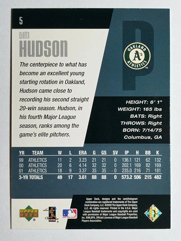 2002 Upper Deck Diamond Connection #5 Tim Hudson