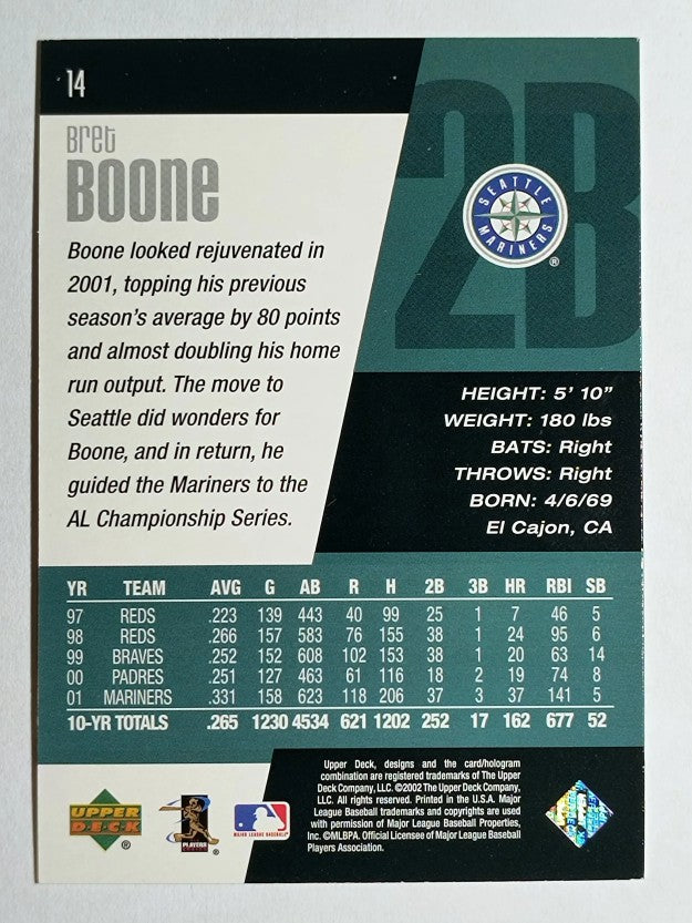 2002 Upper Deck Diamond Connection #14 Bret Boone