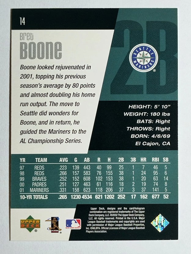 2002 Upper Deck Diamond Connection #14 Bret Boone