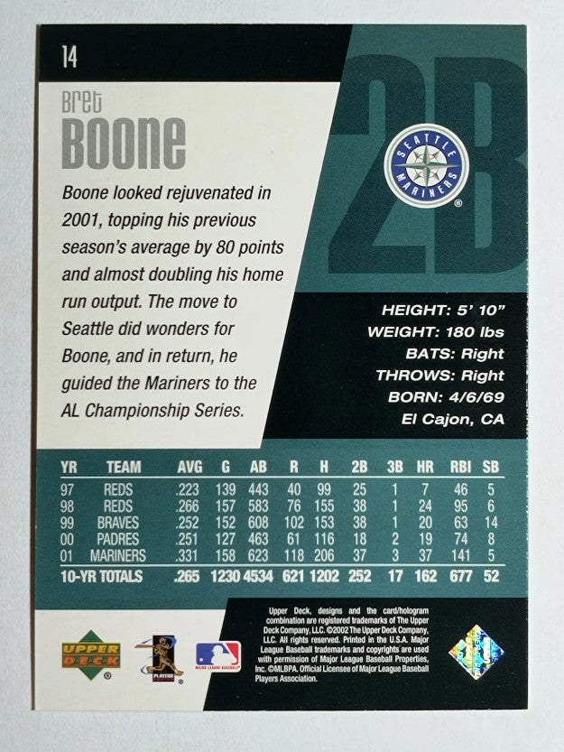 2002 Upper Deck Diamond Connection #14 Bret Boone