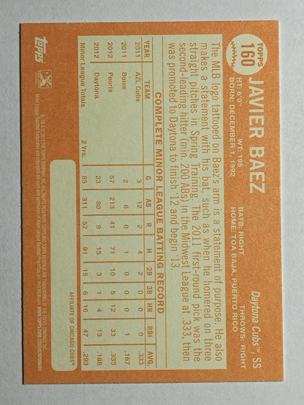 2013 Topps Heritage Minors #160A Javier Baez