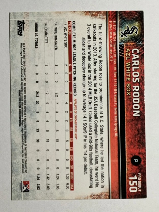 2015 Topps Pro Debut #150A Carlos Rodon